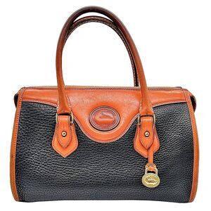 Vintage Dooney Bourke Black Pebbled Leather Top Handle Satchel Purse Handbag